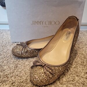 Jimmy Choo Walsh Antique gold flats